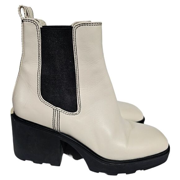 MICHAEL KORS Cream Leather Platform Boots - Size 9 - Picture 1 of 6